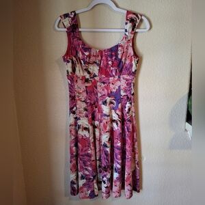 London Style Multicolor Floral Dress Sz 6 Midi